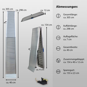 Rampe extra breit Sonderausführung PICKUP 3m x 0,8m 900kg